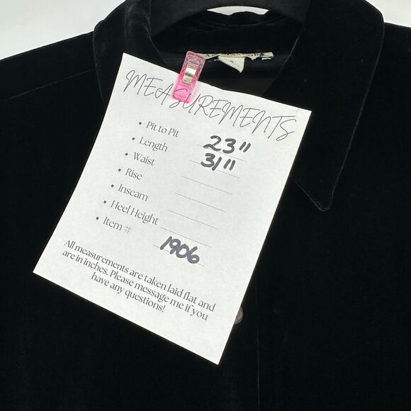 Vintage Ann Taylor Black Velvet Button Up Shirt Size S Oversized Whimsigoth - Picture 3 of 7